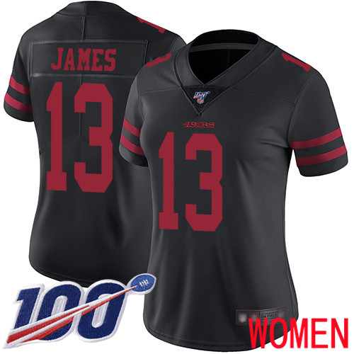 San Francisco 49ers Limited Black Women Richie James Alternate NFL Jersey 13 100th Season Vapor Untouchable